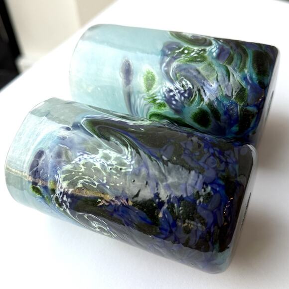 Mad Art Studios Glass Rolling Ocean Waves Shot Glasses or Mini Bud Vase 3 3/4" - Picture 5 of 10